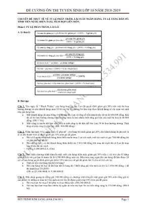 Đề cương ôn thi tuyển sinh Lớp 10 môn Toán - Năm 2018-2019 - Bùi Trịnh Kim Sang